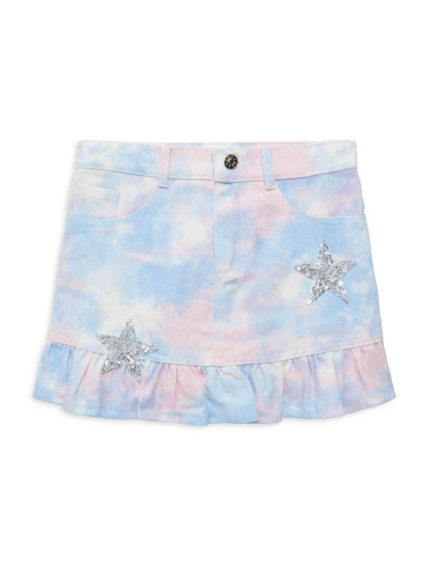 Baby Sara Little Girl's Tie Dye Sequin Star Denim Skirt